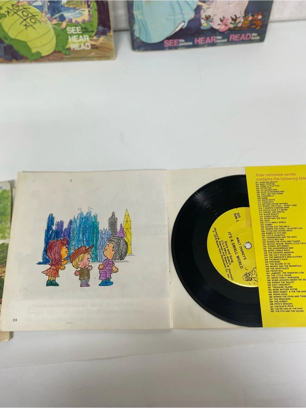 Disney Storybook Records Set Lot of 5 Books with records See Hear Read 331/3 RPM